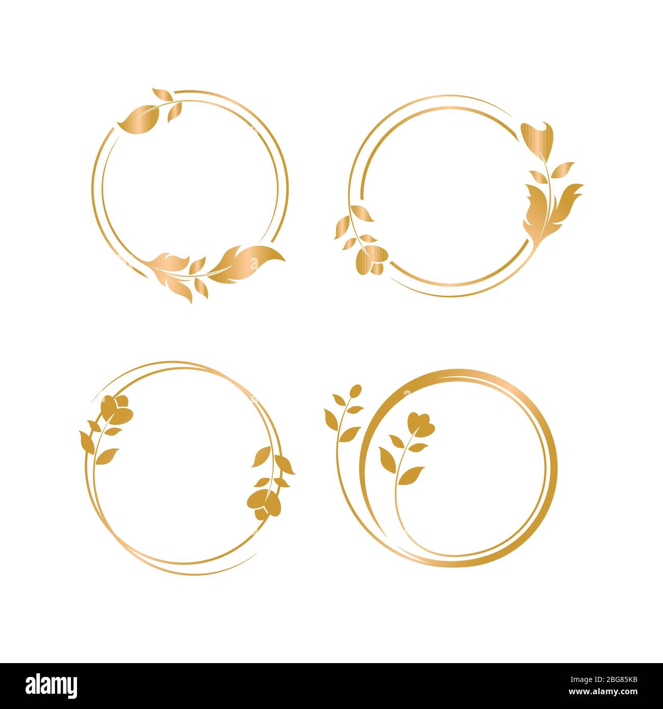 Circle Golden Frame With Leaf And Flower Logo For Cosmetic Beauty Care And Salon Jewelry Boutique Wedding Invitation Stock Vector Image Art Alamy