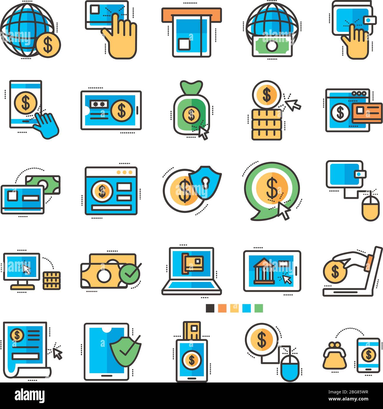 bundle of online banking set icons Stock Vector Image & Art - Alamy