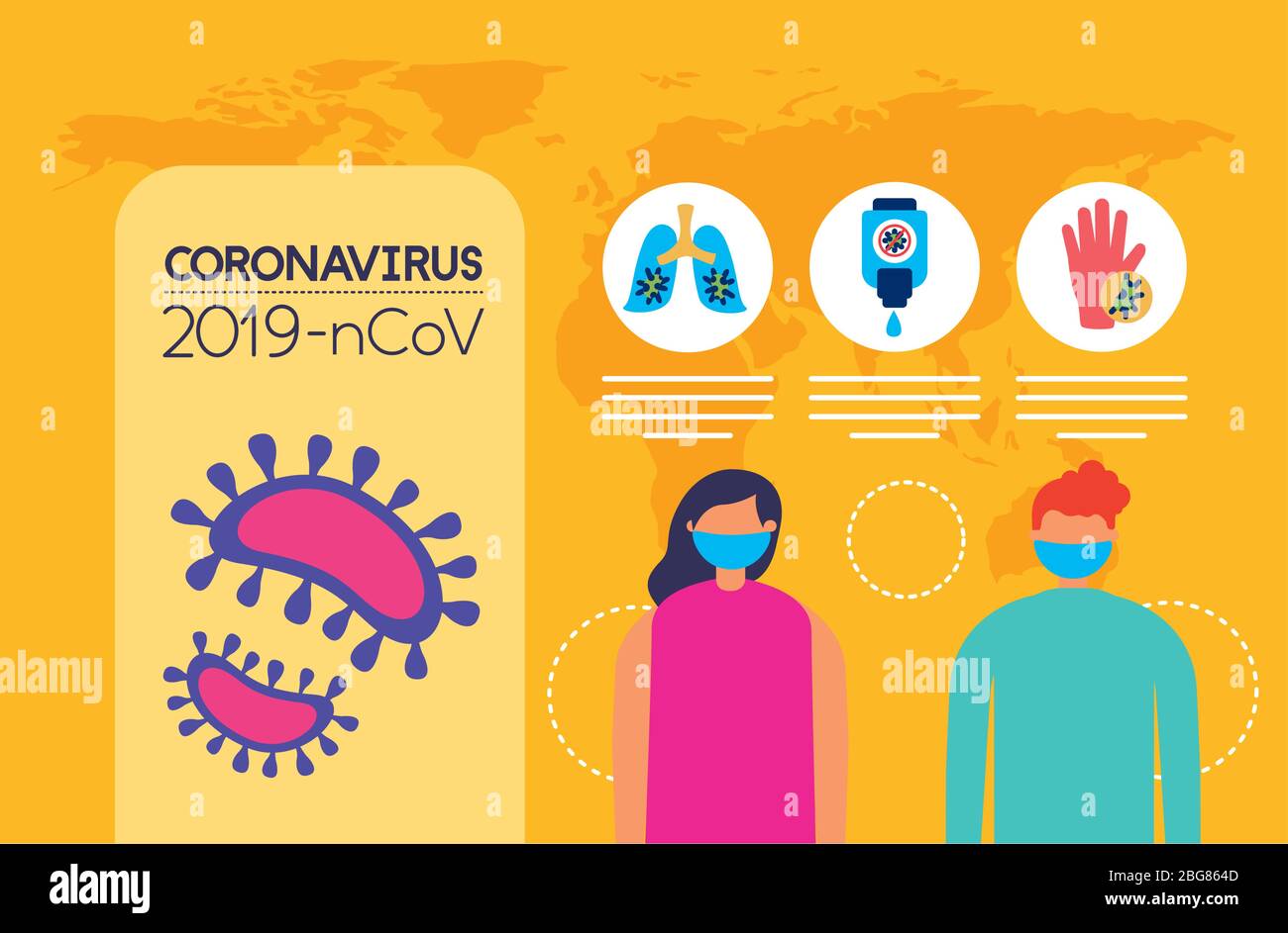 covid19 pandemic infographics with couple using face masks Stock Vector ...