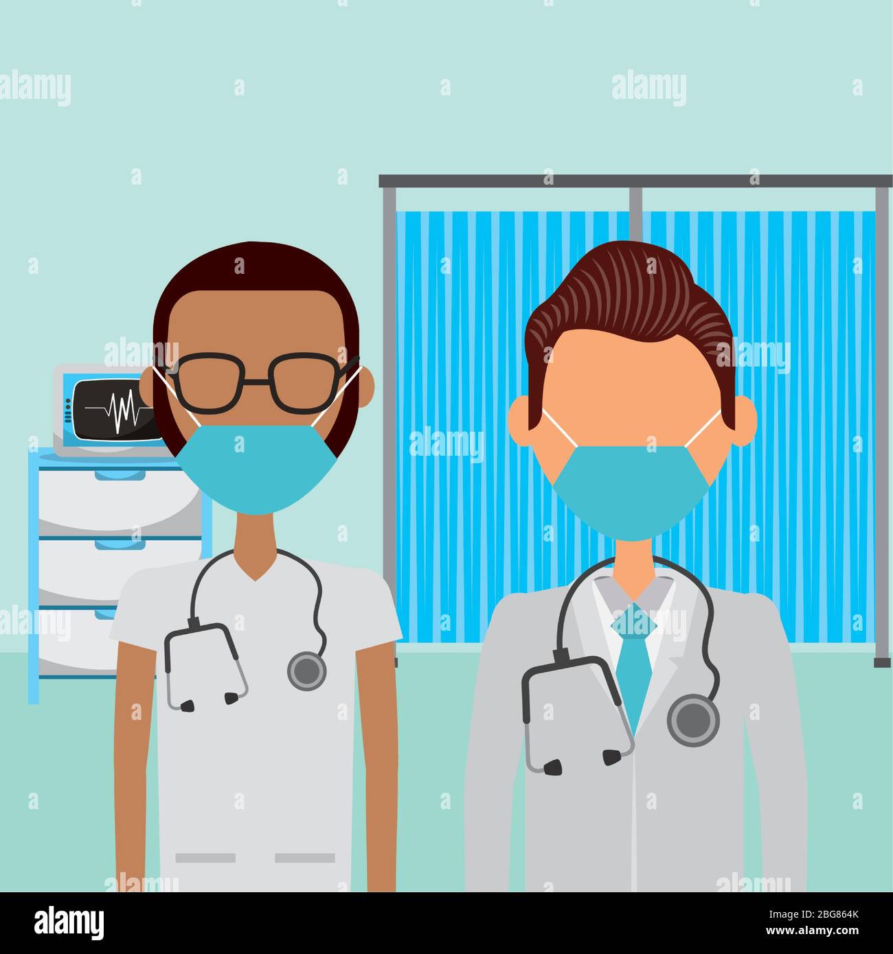 male doctors with face masks in workplace Stock Vector Image & Art Alamy