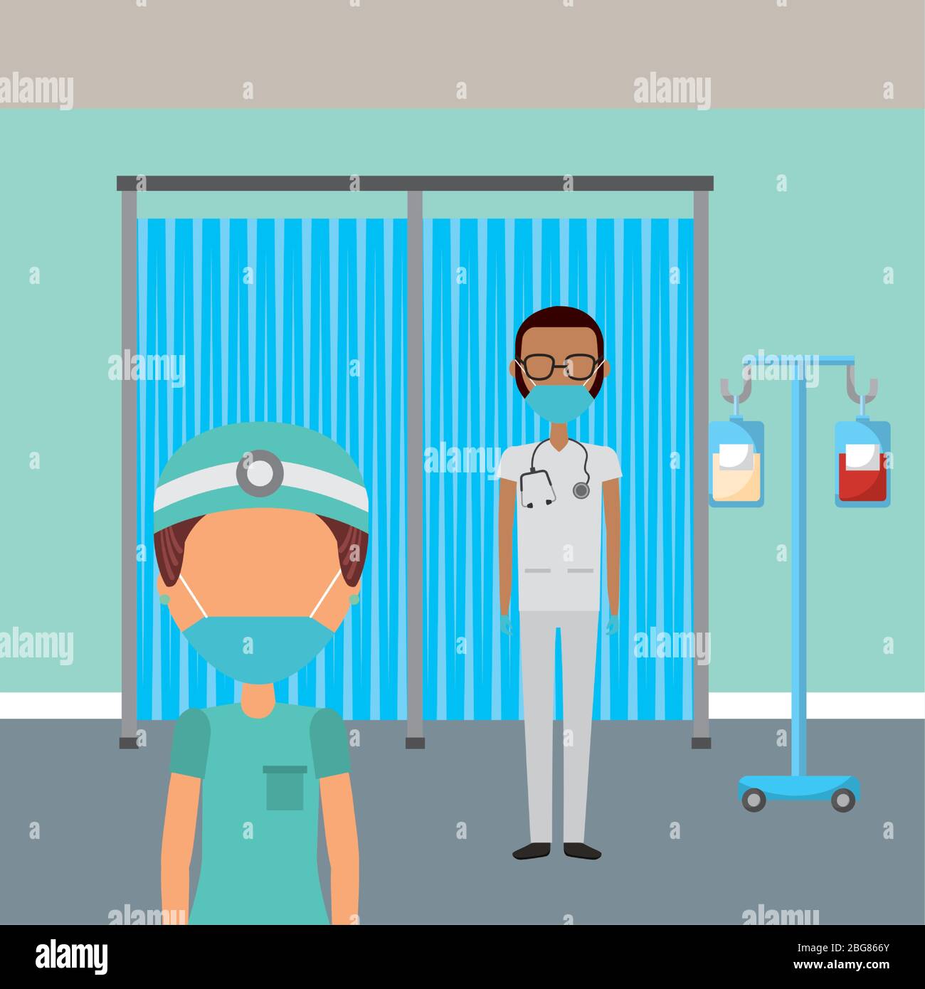 male doctors with face masks in workplace Stock Vector Image & Art Alamy