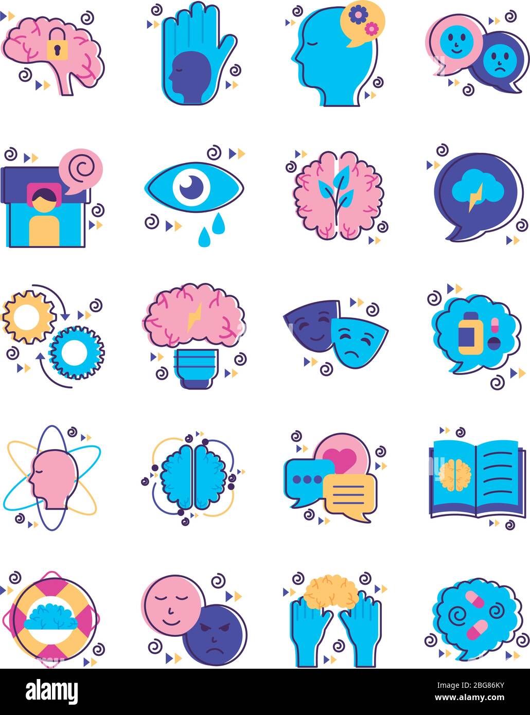 bundle of mental health set icons Stock Vector Image & Art - Alamy