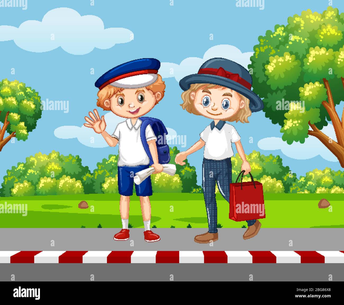 Boy exploring outdoors Stock Vector Images - Alamy