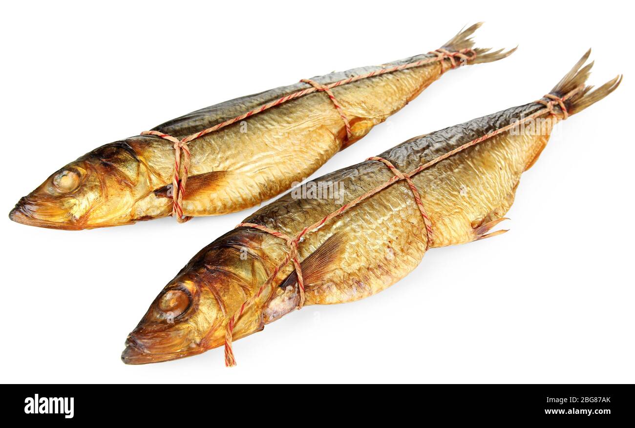 Smoked fish isolated on white Stock Photo - Alamy