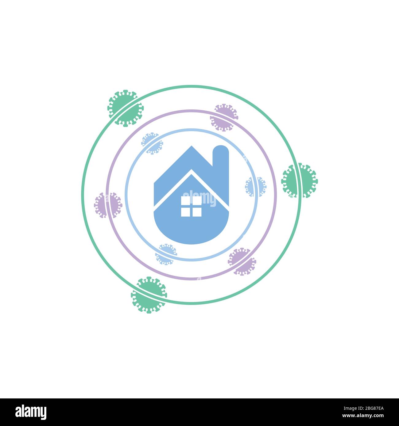 Stay Home Vector Illustrations, Stay At Home Virus Danger Outside the Home, Icon, Sign, Symbol, on white background. Stock Vector