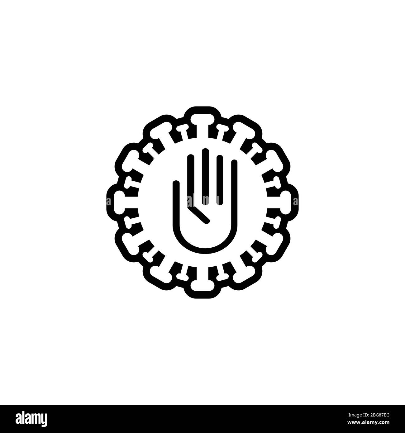 DON'T TOUCH vector icon. warning sign of virus danger, virus prohibition sign icon. symbol, vector graphic. Stock Vector