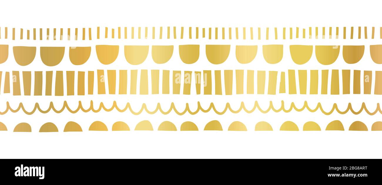 Faux metallic gold foil seamless horizontal vector border. Gilded ...