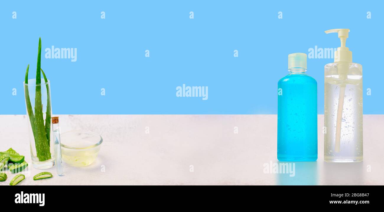 Antiseptic hand gel with alcohol and aloe vera isolated on white ...