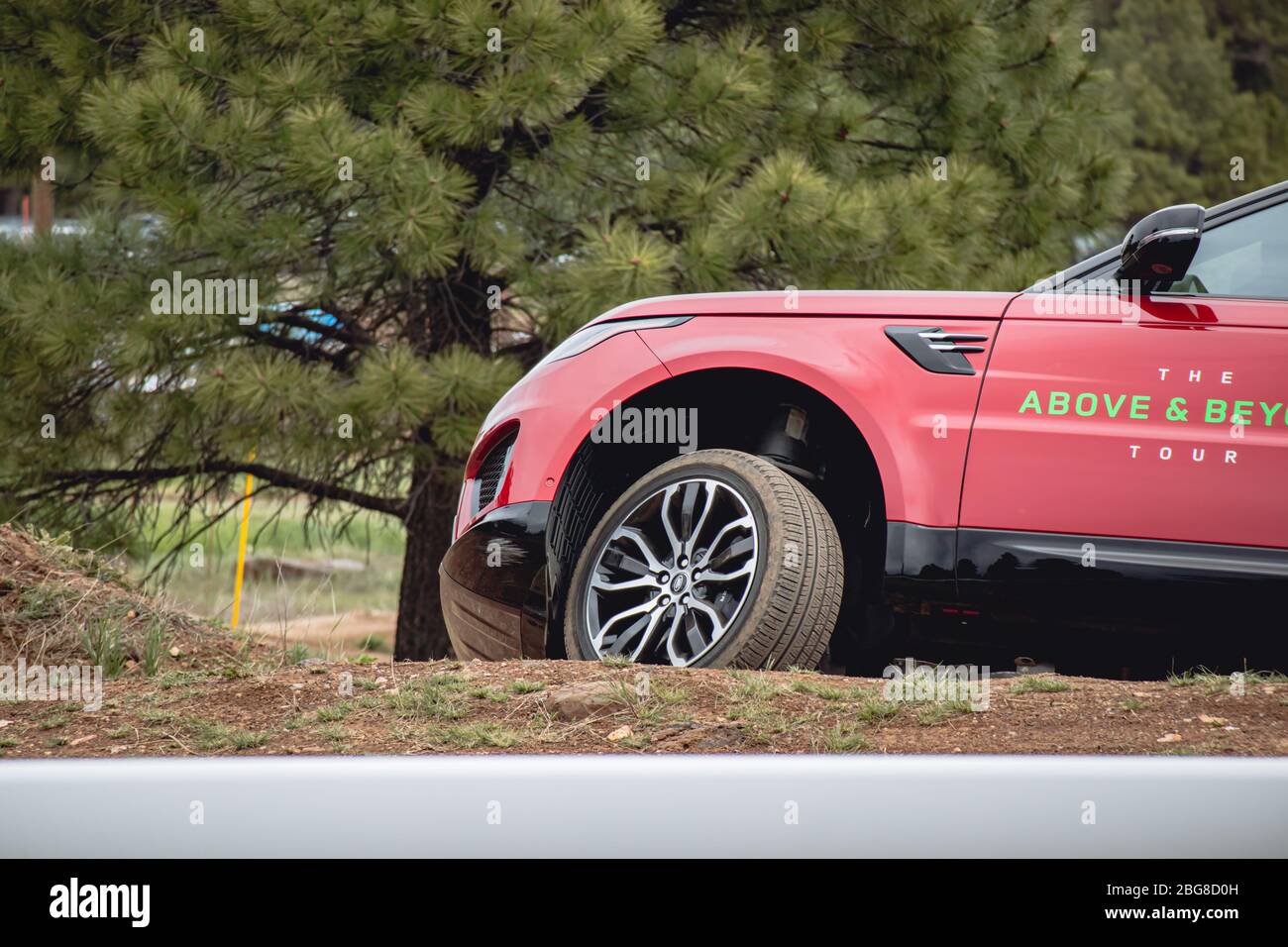 Land Rover Test Drive track in Flagstaff, Arizona Stock Photo