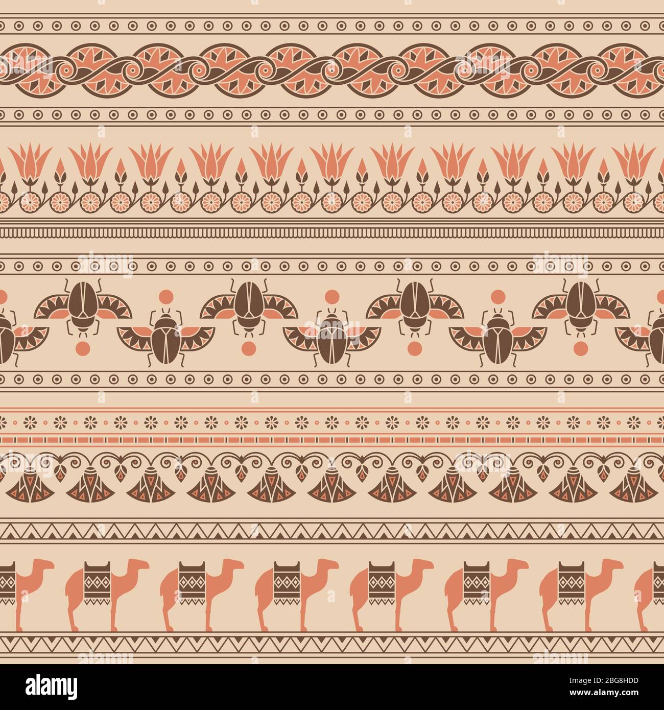 Light seamless pattern of symbols, landmarks, and signs of Egypt from ...