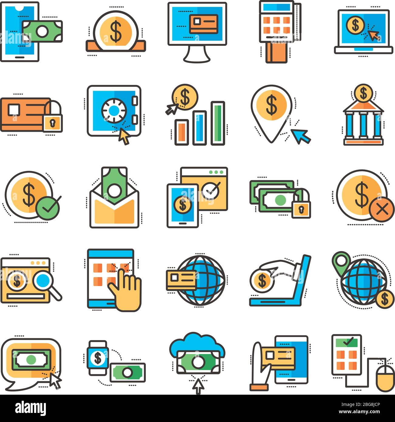 bundle of online banking set icons Stock Vector Image & Art - Alamy