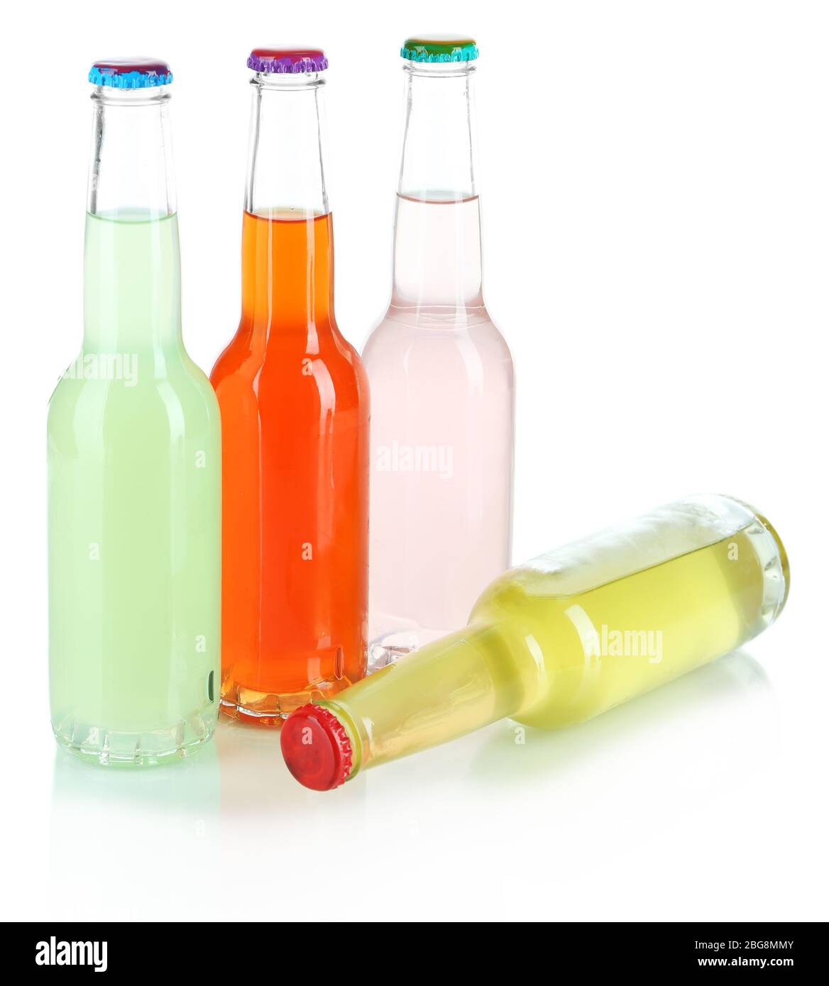Drinks in glass bottles isolated on white Stock Photo Alamy