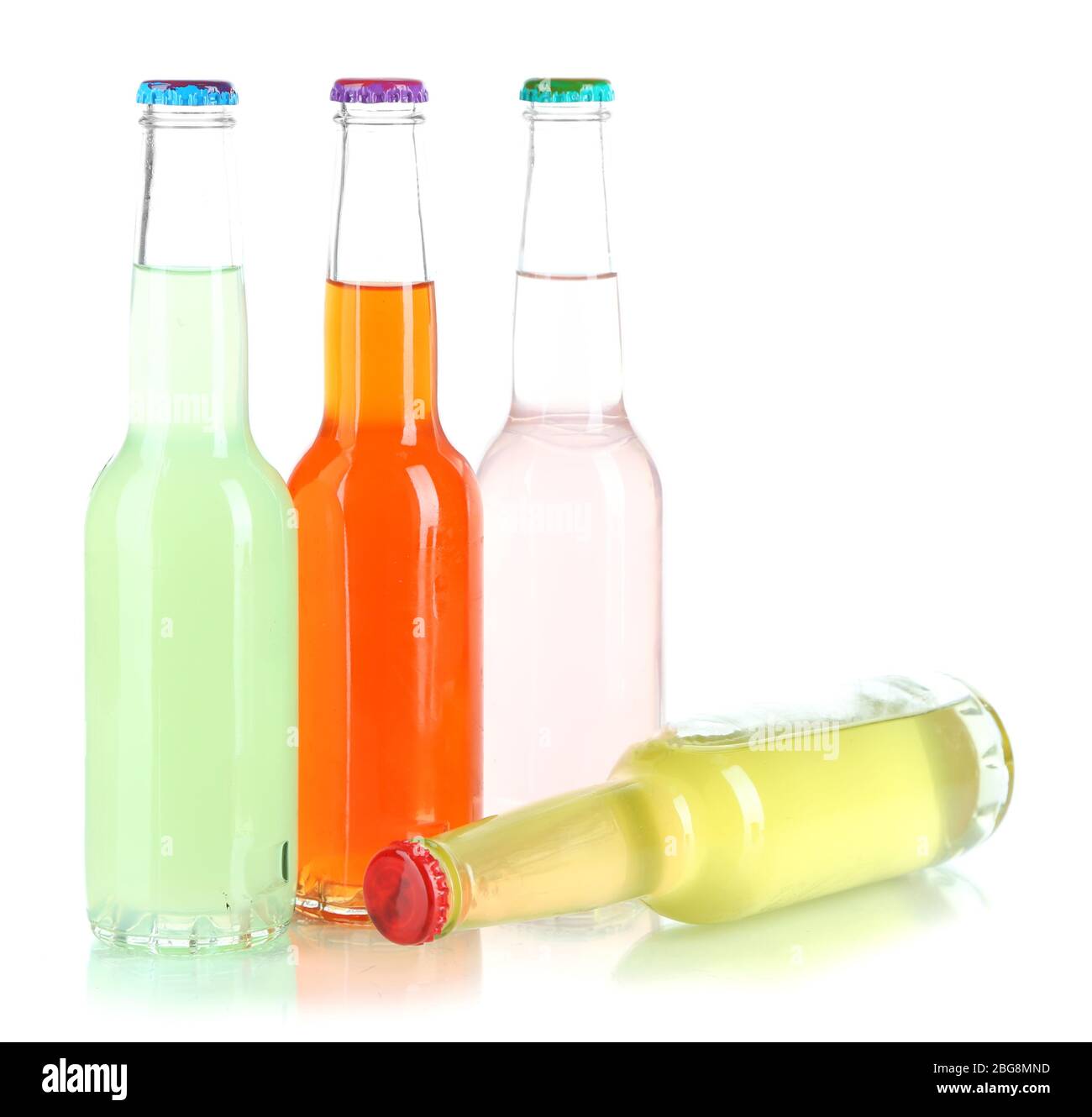 Drinks in glass bottles isolated on white Stock Photo Alamy
