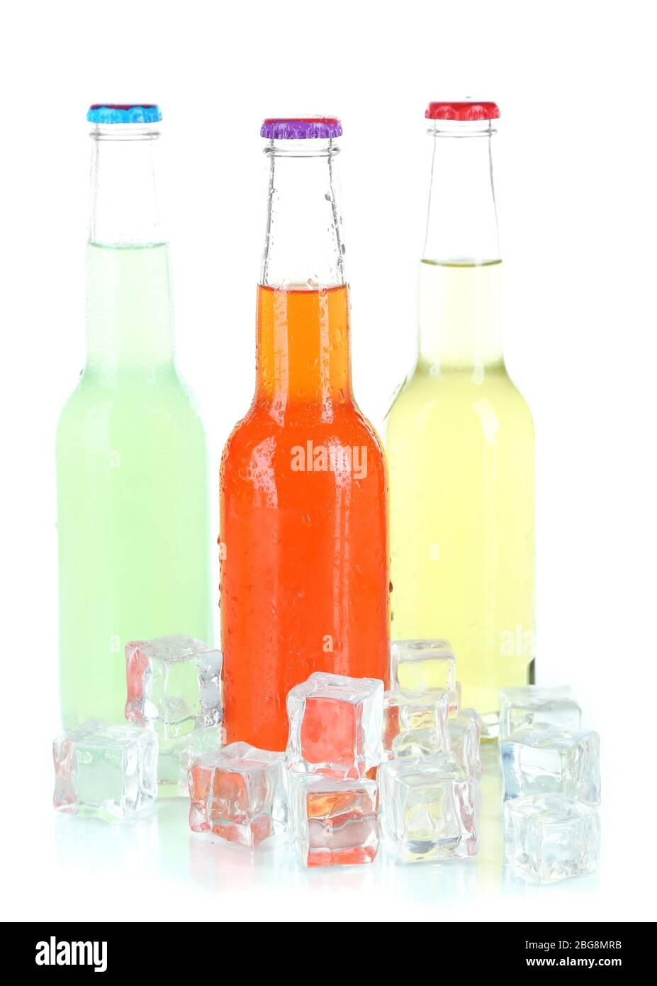 Drinks in glass bottles isolated on white Stock Photo Alamy
