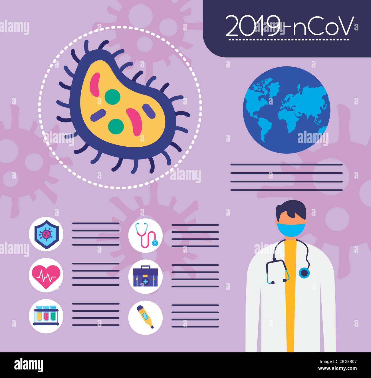 covid19 pandemic infographics with earth planet and doctor Stock Vector ...