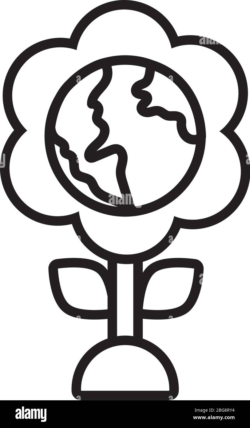 flower with world planet earth line style Stock Vector Image & Art - Alamy
