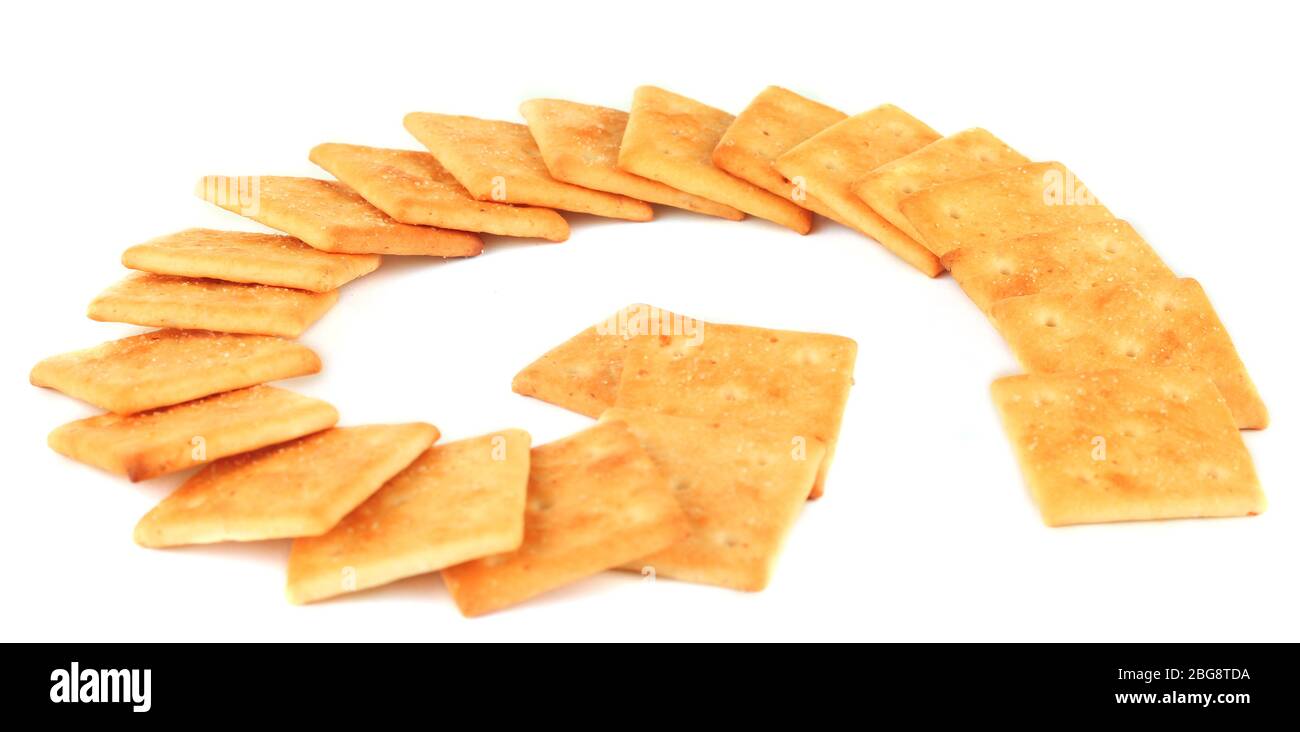 Delicious crackers isolated on white Stock Photo Alamy