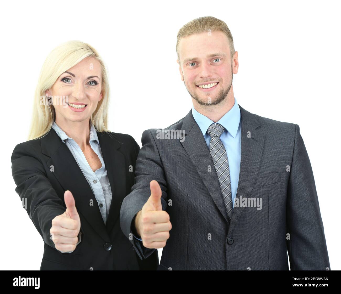 Business woman and man isolated on white Stock Photo - Alamy
