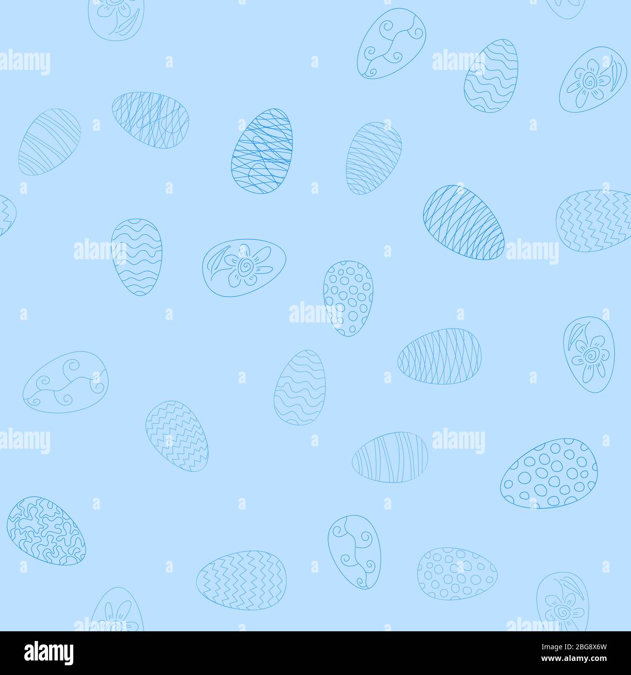 doodle vector easter eggs chaotic seamless pattern - blue Stock Vector ...