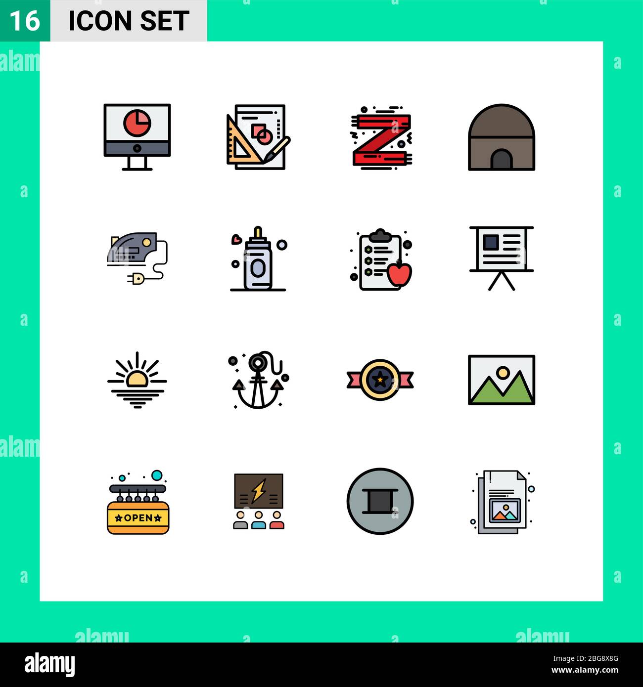 16 Creative Icons Modern Signs and Symbols of mosque, historical ...