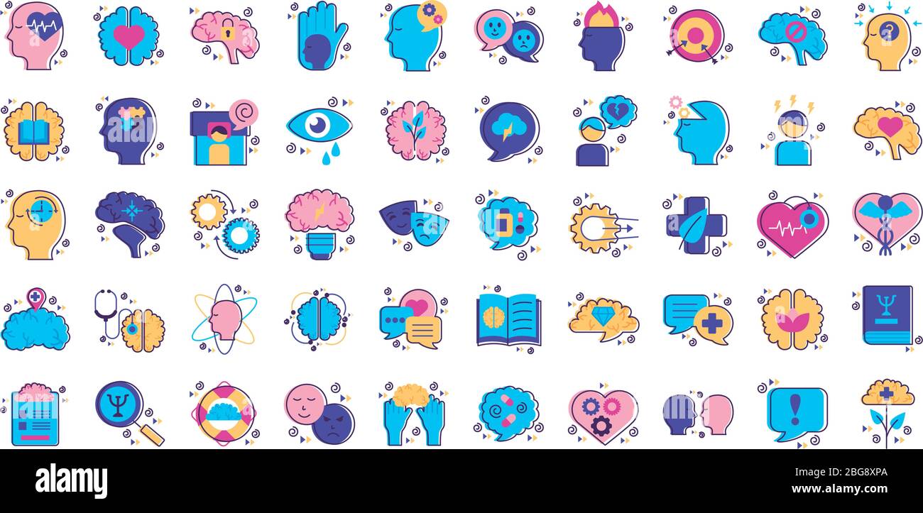 bundle of mental health set icons Stock Vector Image & Art - Alamy