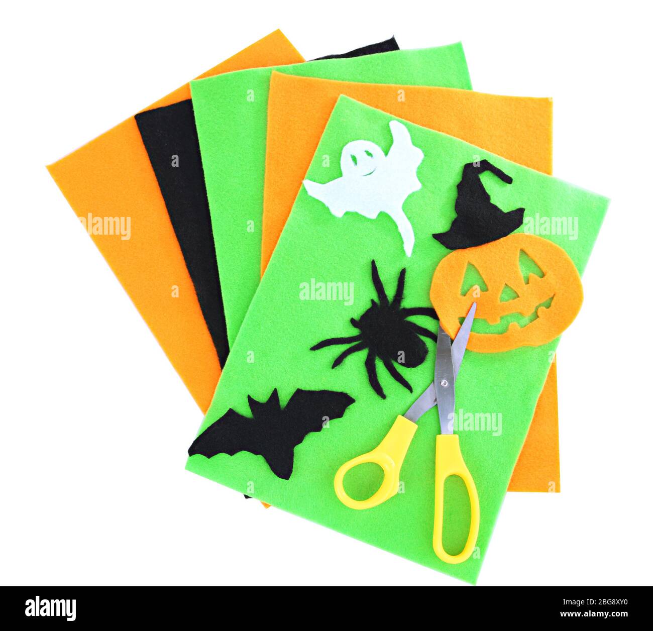 Arts and crafts felt with cutouts and scissors on white background Stock  Photo - Alamy