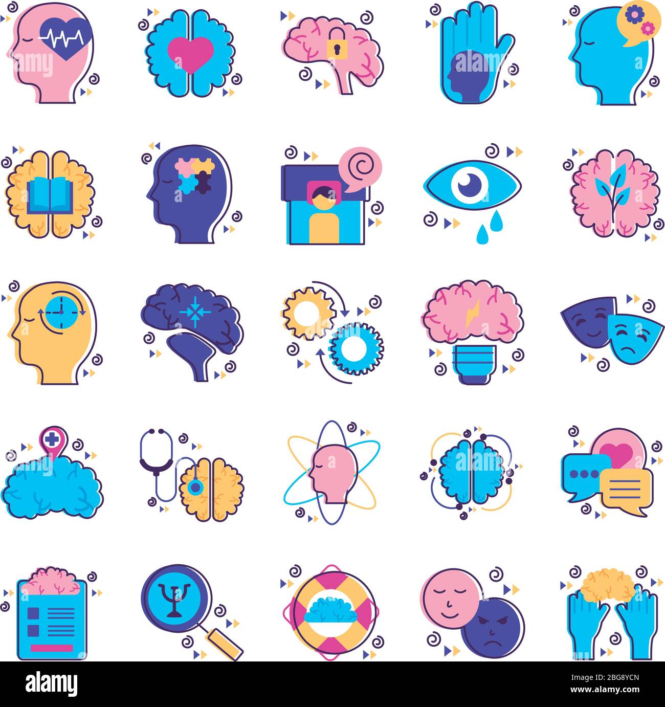 bundle of mental health set icons Stock Vector Image & Art - Alamy