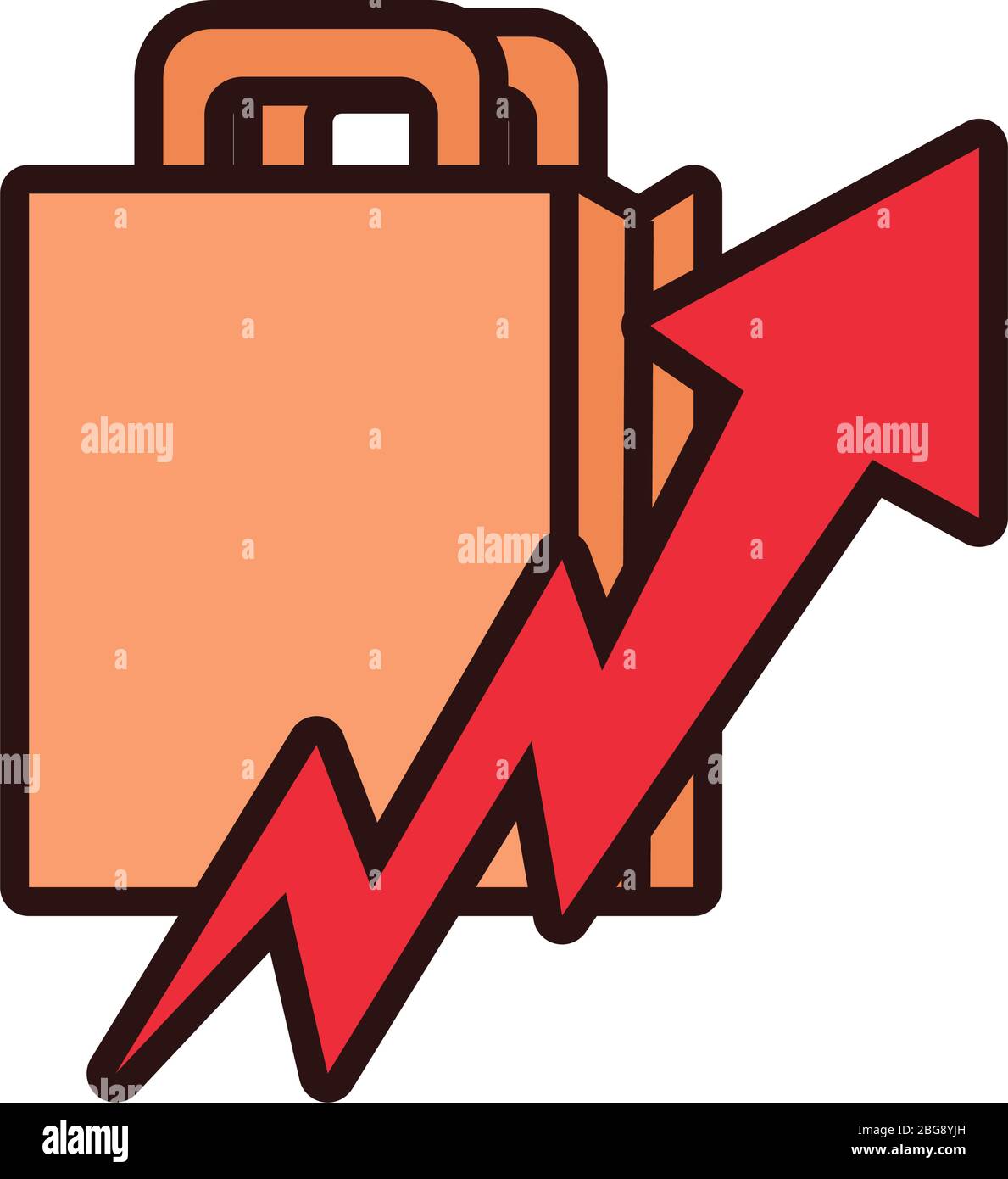 shopping bag with arrow up line and fill style Stock Vector Image & Art ...