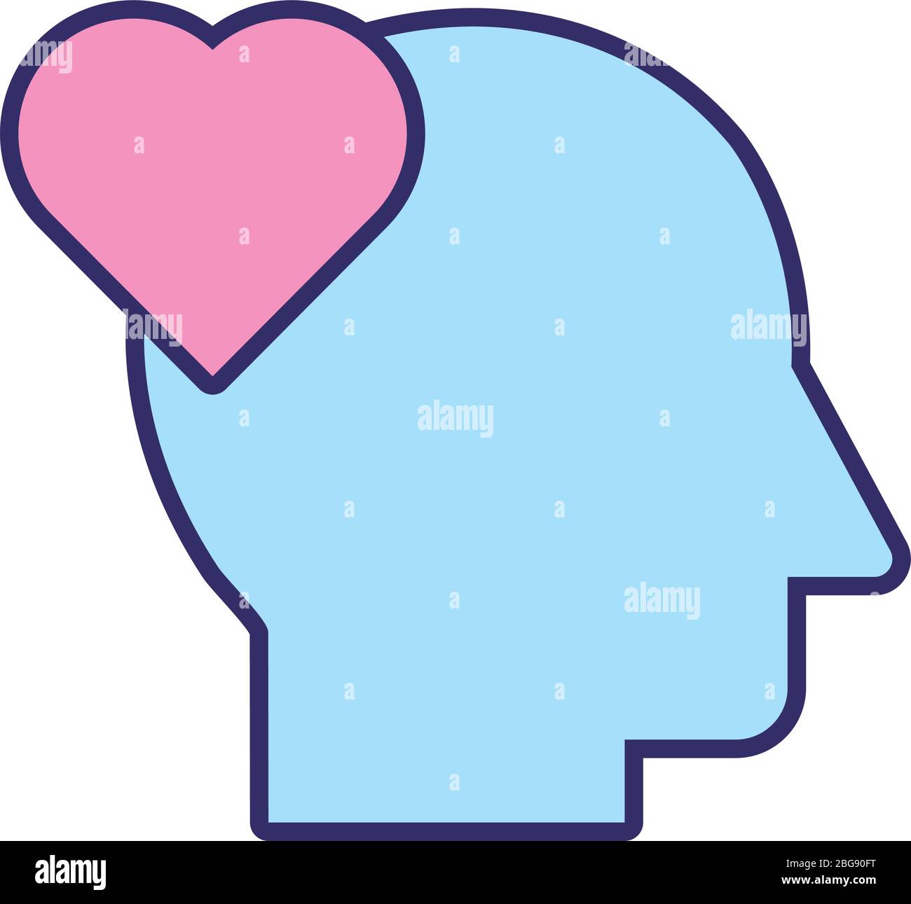 human profile with heart solidarity line and fill style Stock Vector ...