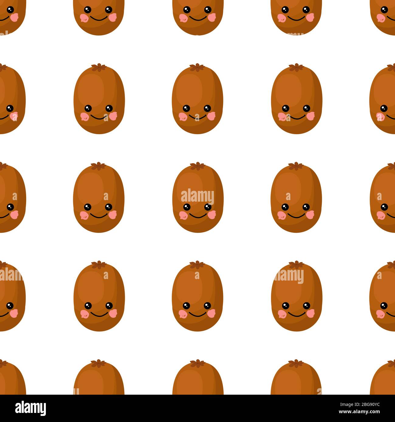 Kiwi pattern seamless. Vector pattern with tropical fruits. Kiwi character. Stock Vector