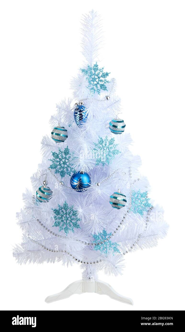 White Christmas tree isolated on white Stock Photo - Alamy