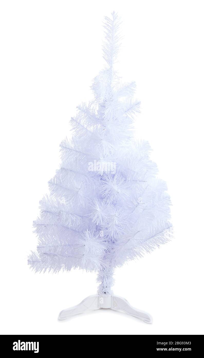 White Christmas tree isolated on white Stock Photo - Alamy