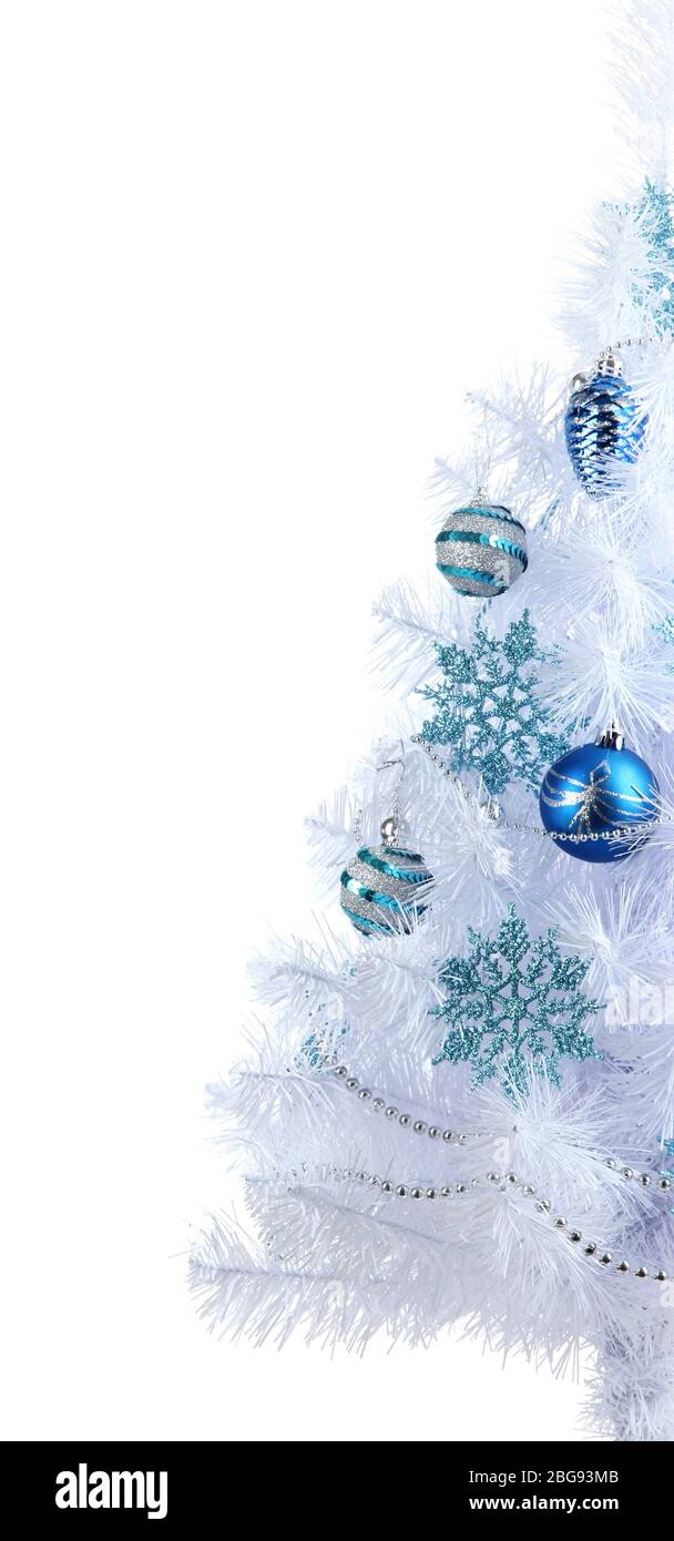 White Christmas tree isolated on white Stock Photo - Alamy