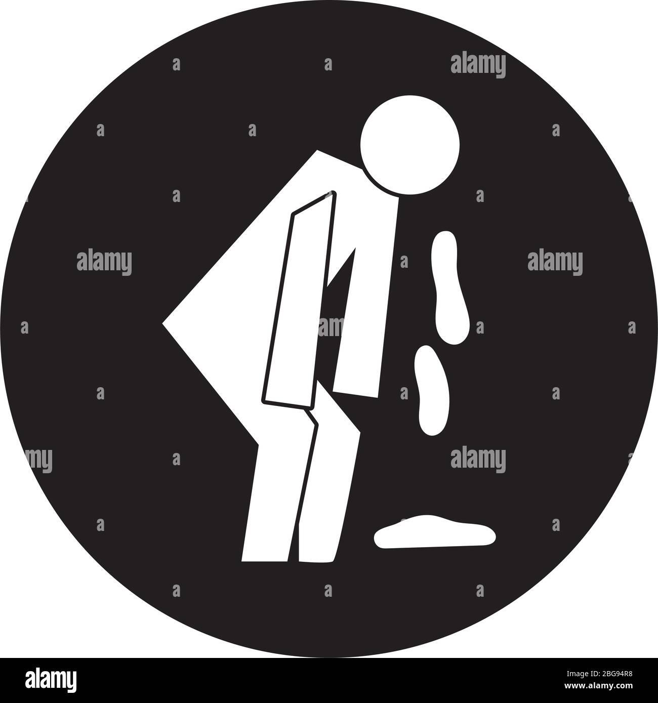 human figure throwing up health pictogram block style Stock Vector