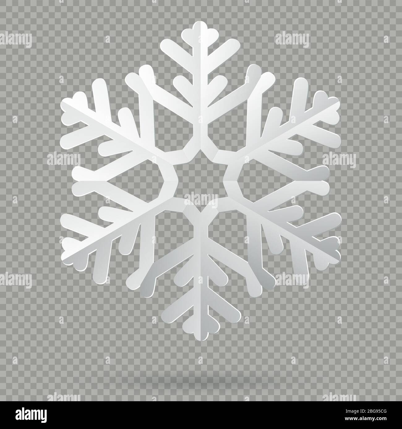 White realistic folded paper Christmas snowflake with shadow isolated ...