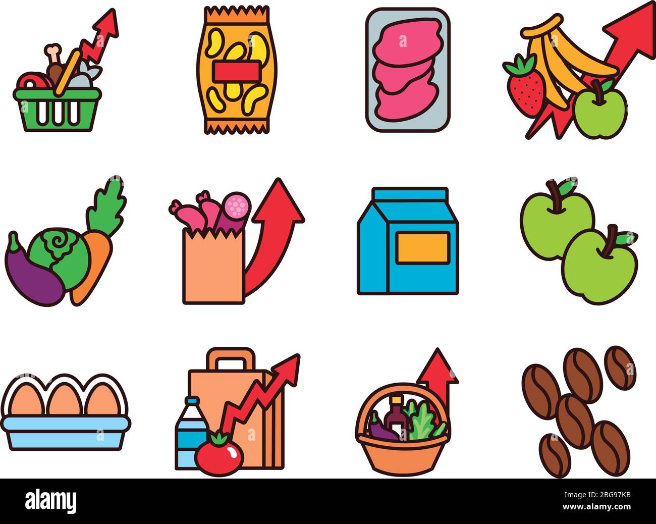 bundle of commodity basket icons Stock Vector Image & Art - Alamy