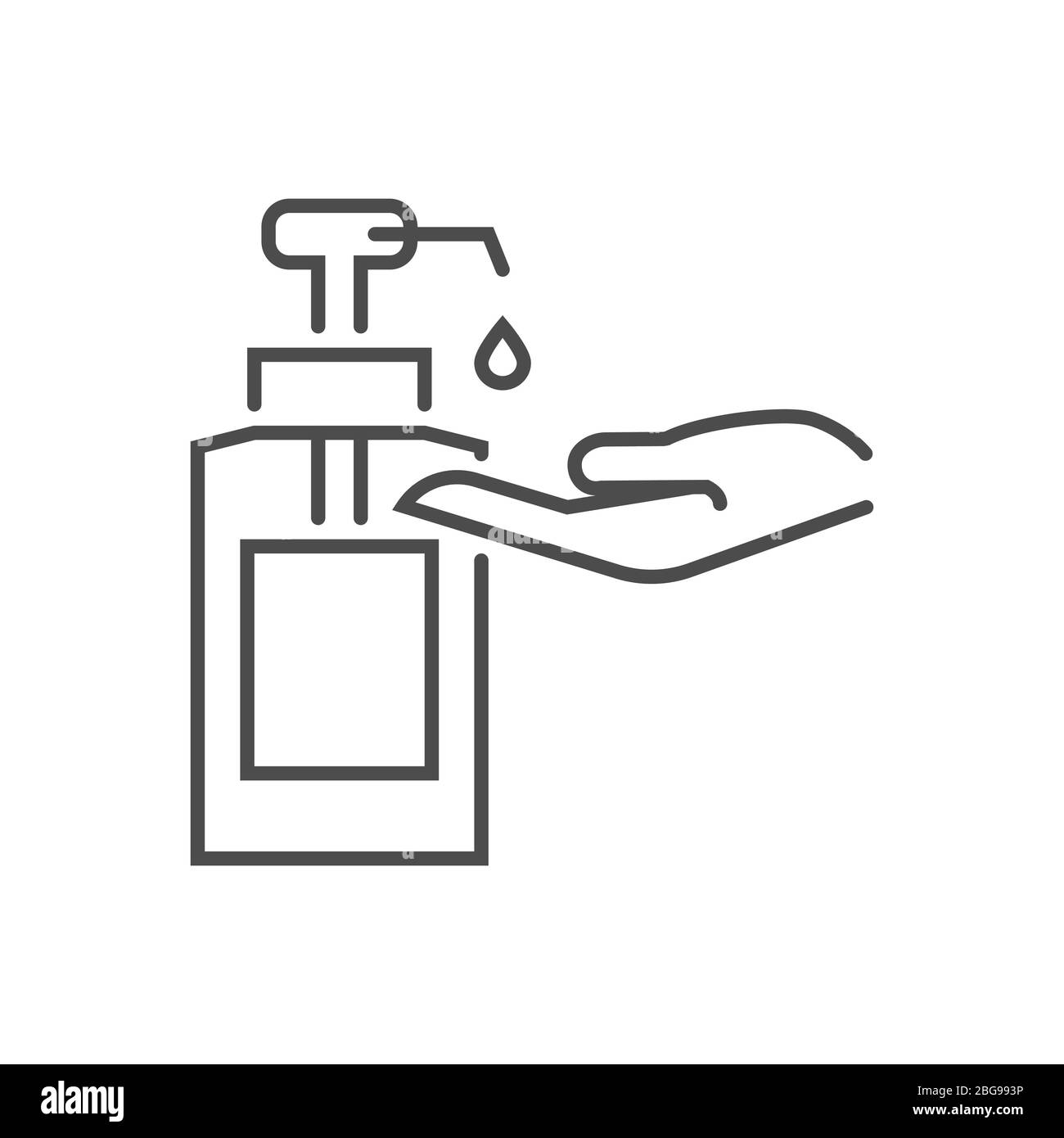 Hand sanitizer related vector thin line icon Stock Vector