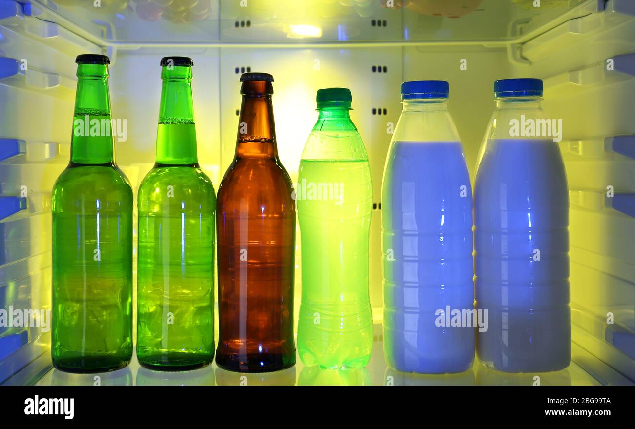 Refrigerator full of food Stock Photo