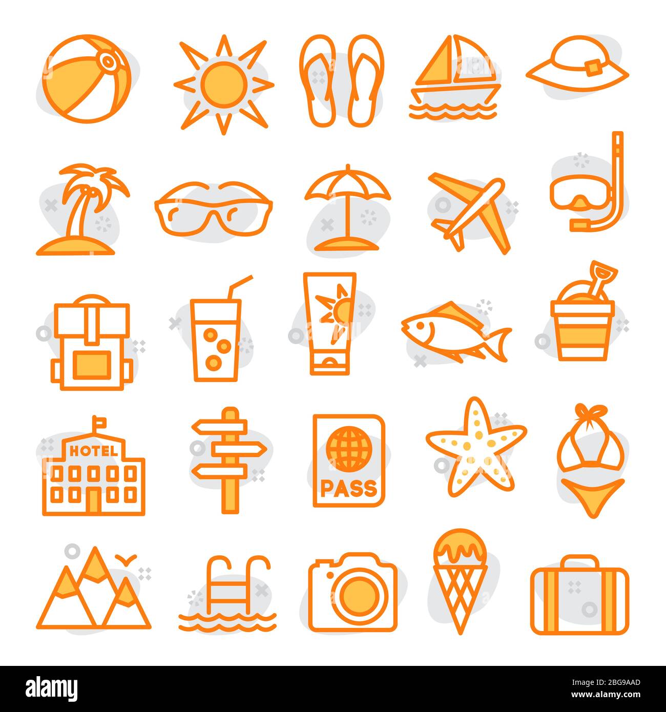 Summer Line Icons on white background Stock Vector