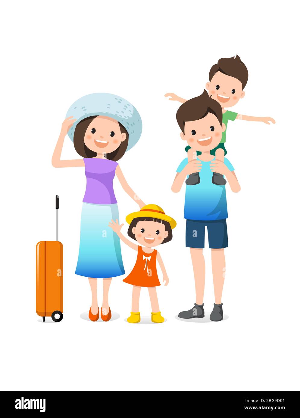Happy family summer trip. Vector illustration Stock Vector