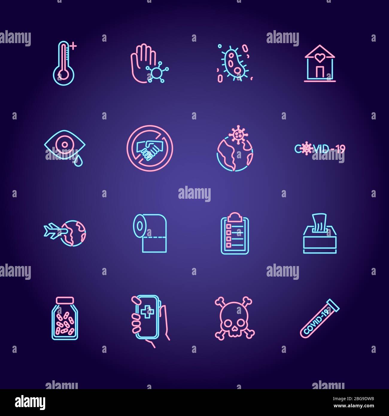 bundle of covid19 set icons Stock Vector