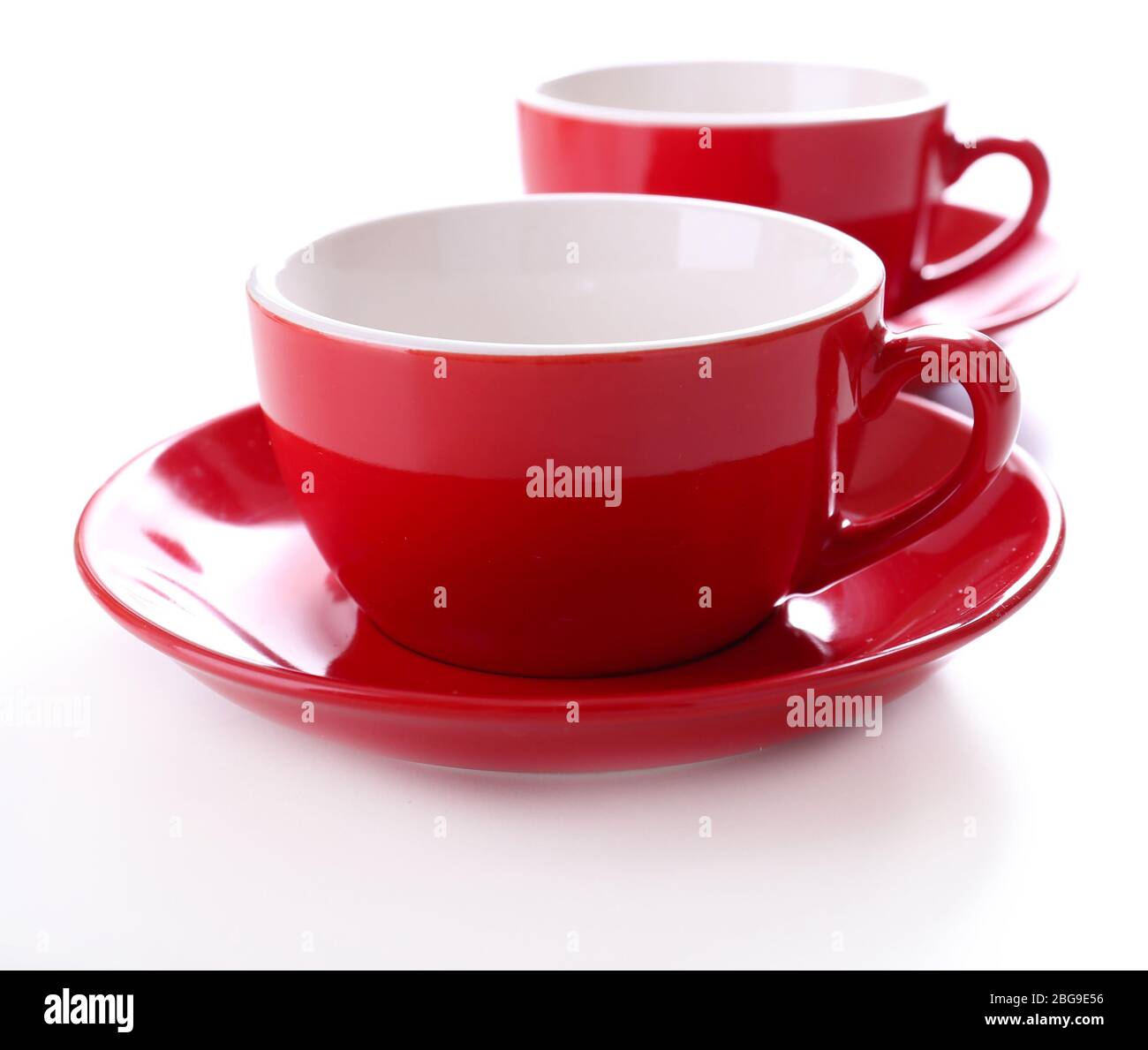 Red cups isolated on white Stock Photo