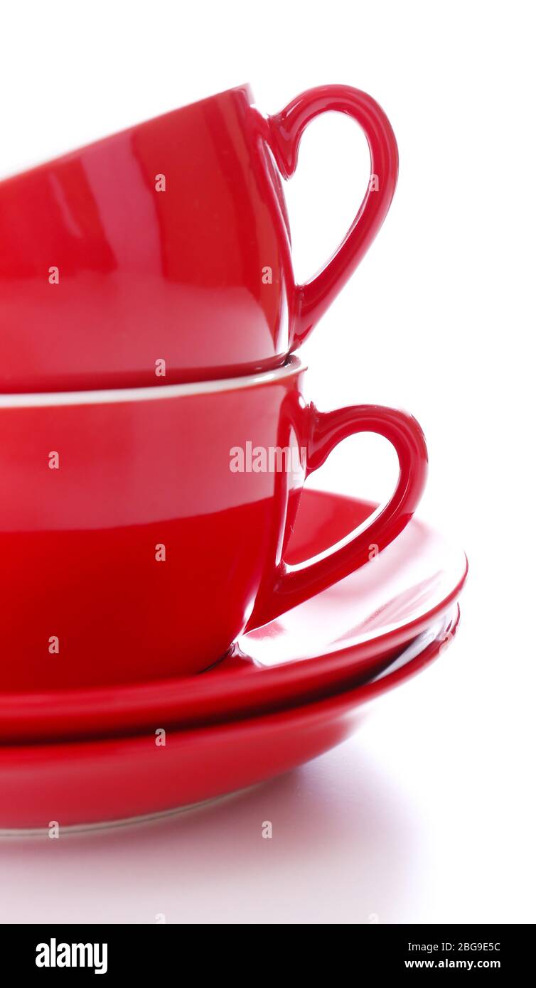 Red cups isolated on white Stock Photo