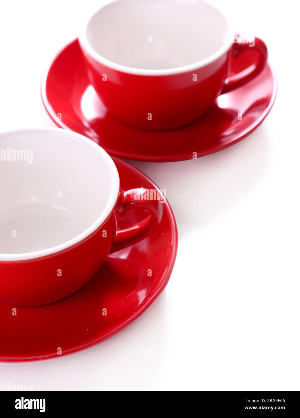 Red cups isolated on white Stock Photo