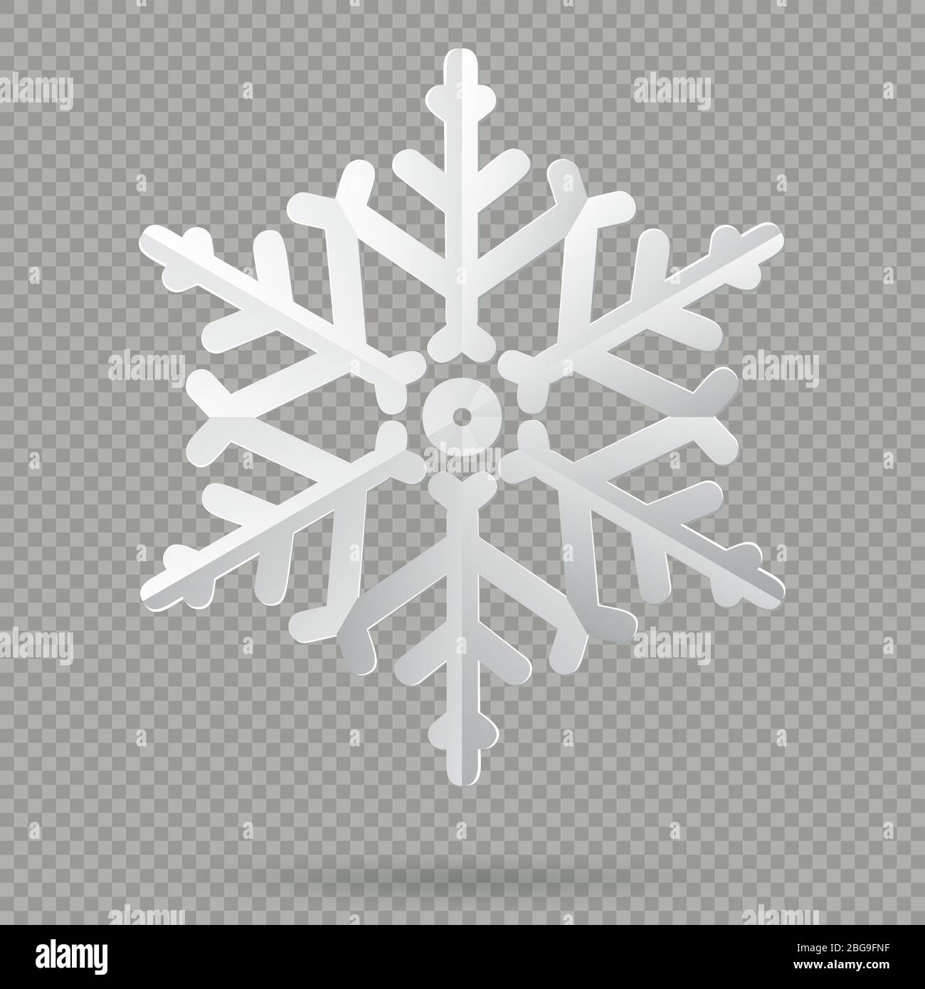 White realistic folded paper Christmas snowflake with shadow isolated ...