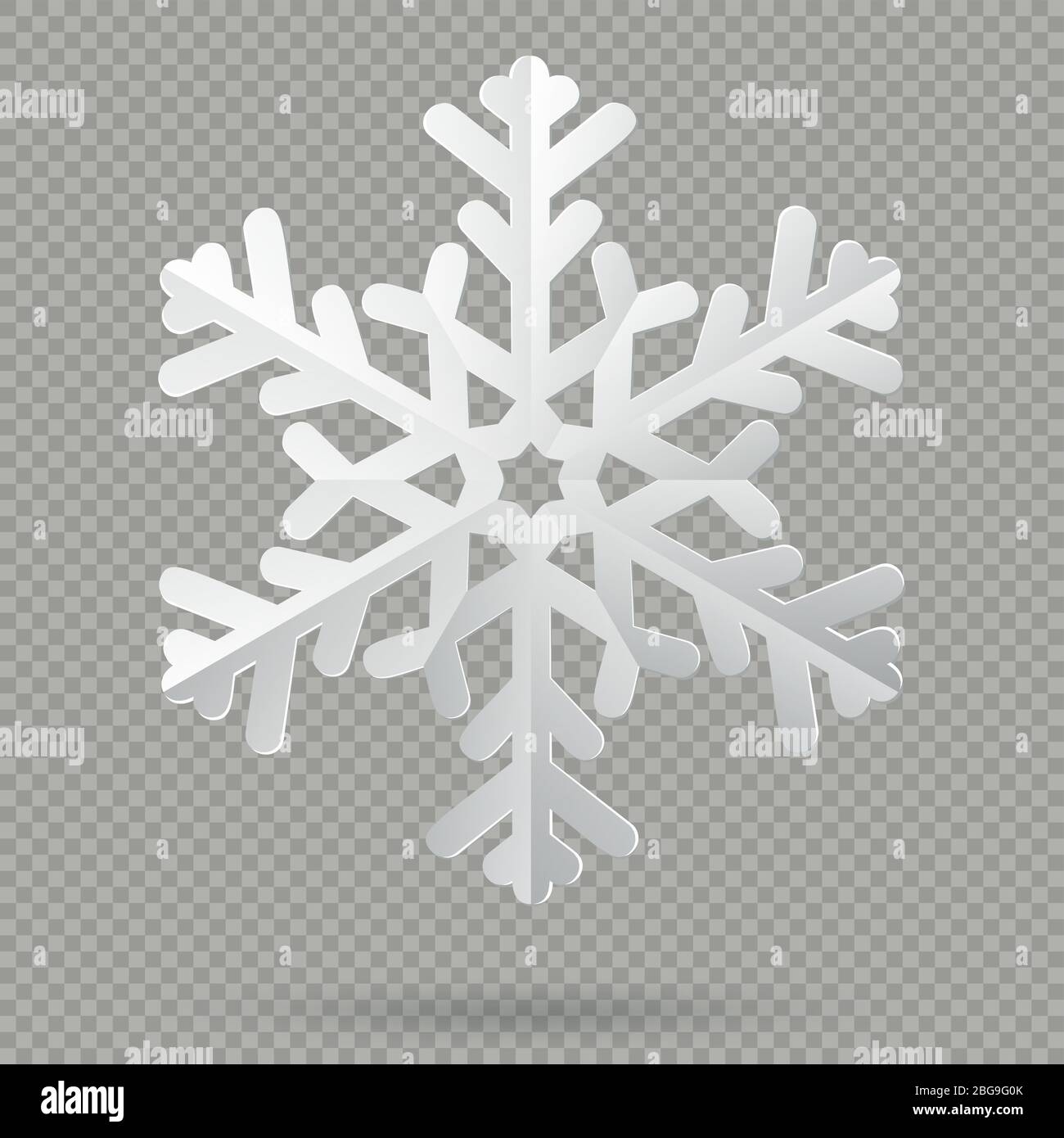 White realistic folded paper Christmas snowflake with shadow isolated ...