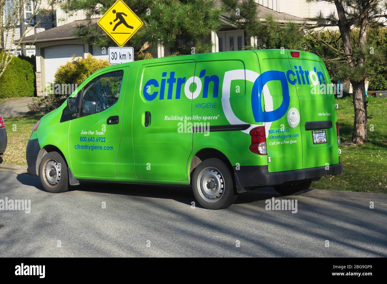 Citron Hygiene Van seen on a street in Metro Vancouver, B. C., Canada Stock Photo