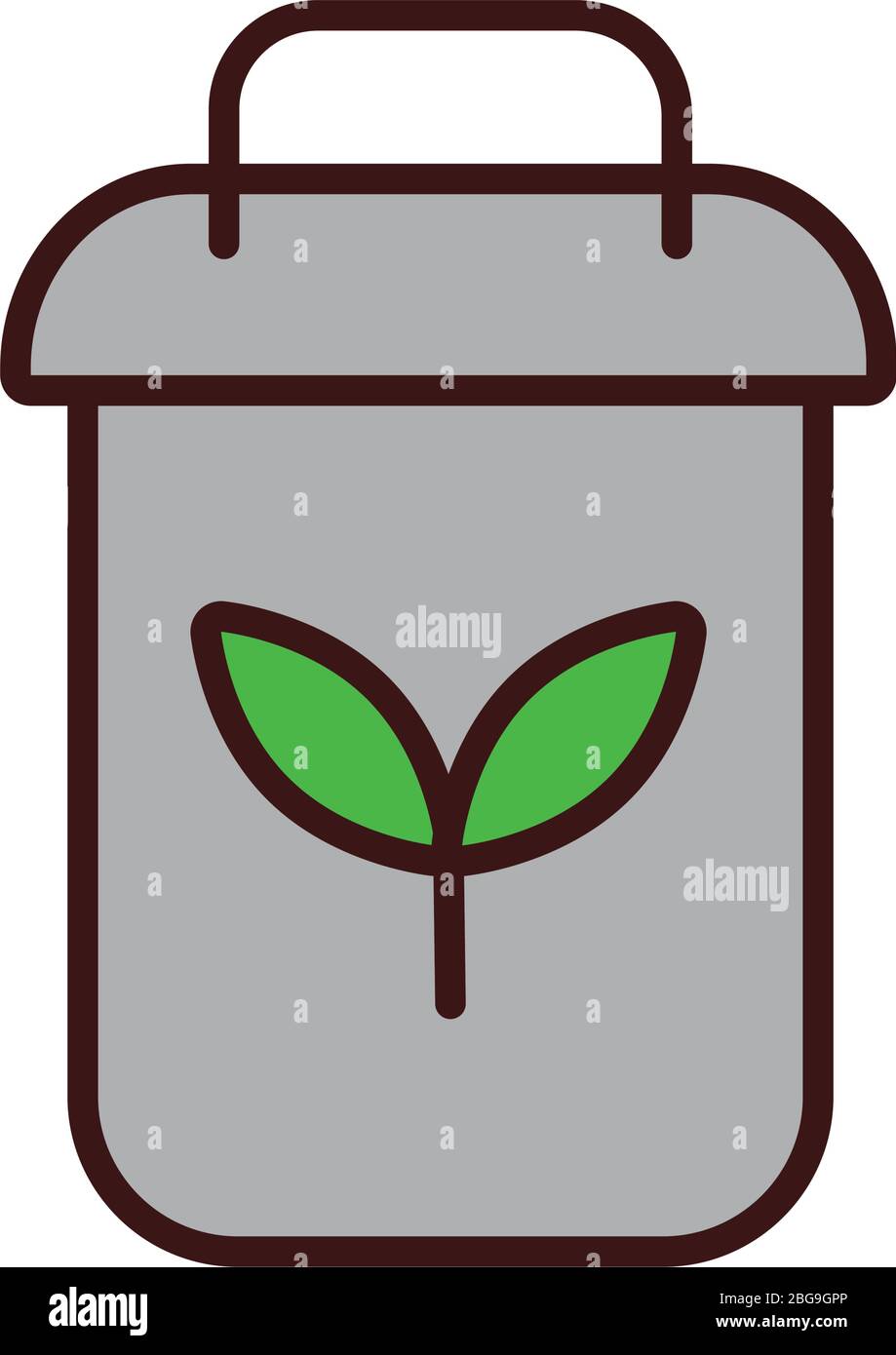 leafs plant in waste bin line and fill style icon Stock Vector Image ...