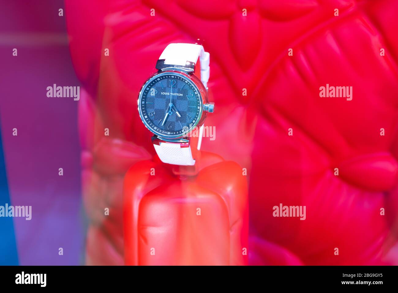Geneva, Switzerland, March 2020: Louis Vuitton watch on display for sale, LV  Louis Vuitton is fashion house and luxury retail company Stock Photo - Alamy
