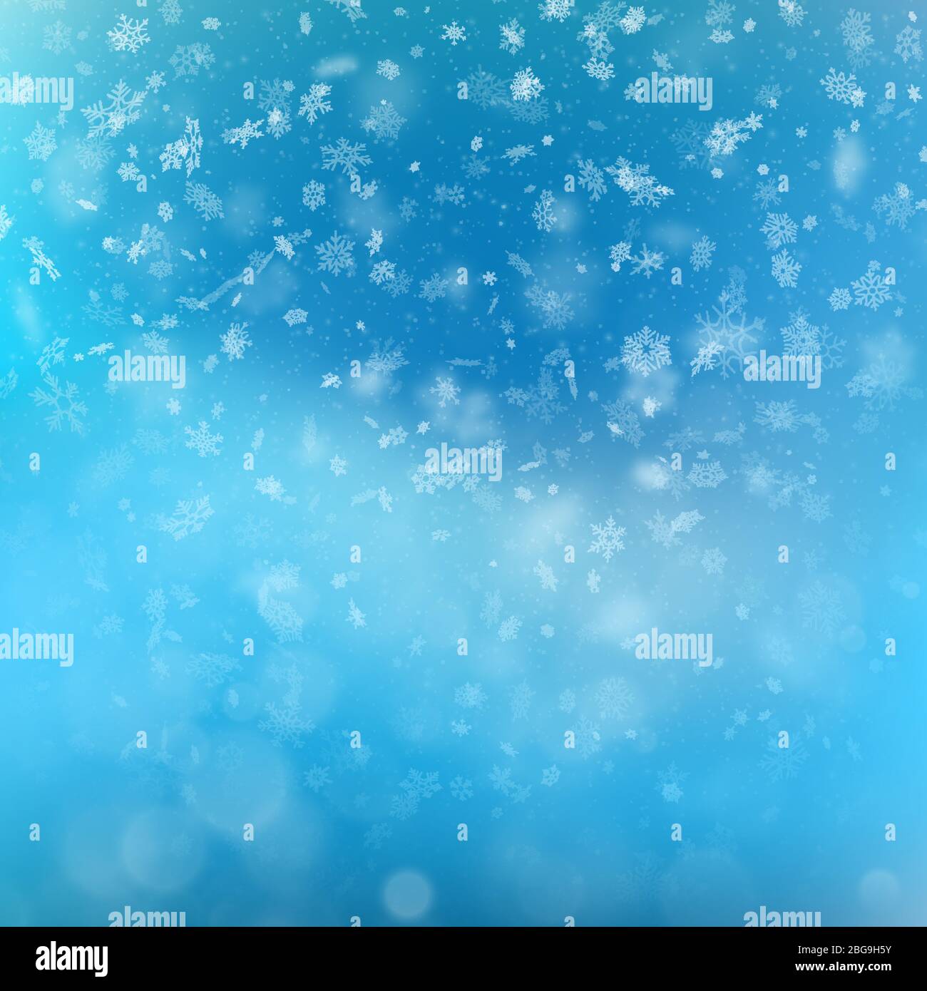 Blue Christmas background with snowflakes and bokeh lights. EPS 10 Stock Vector
